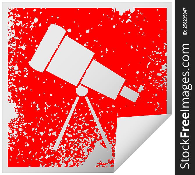 Distressed Square Peeling Sticker Symbol Telescope