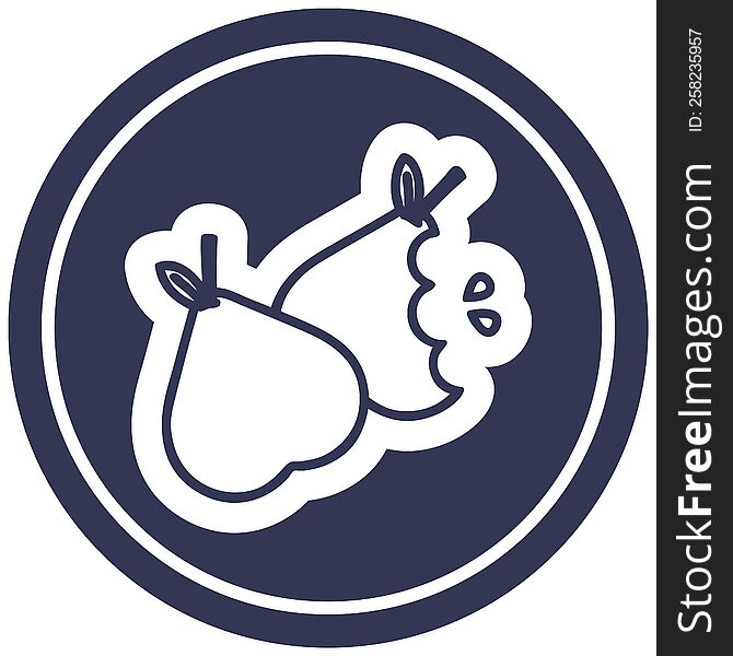 bitten pears circular icon symbol