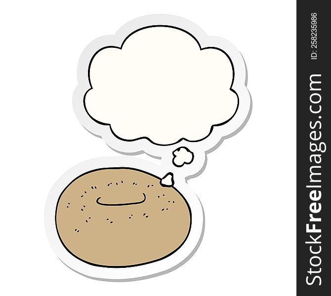 Cartoon Donut And Thought Bubble As A Printed Sticker