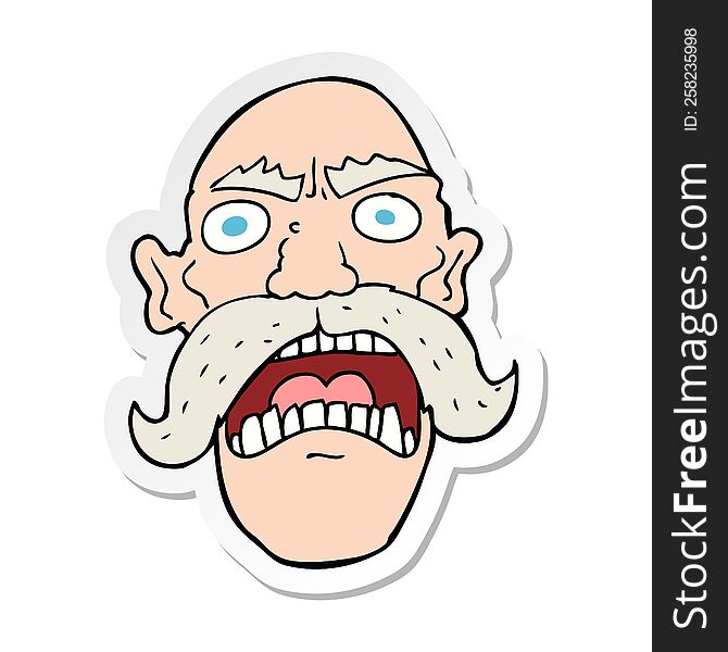 sticker of a cartoon angry old man