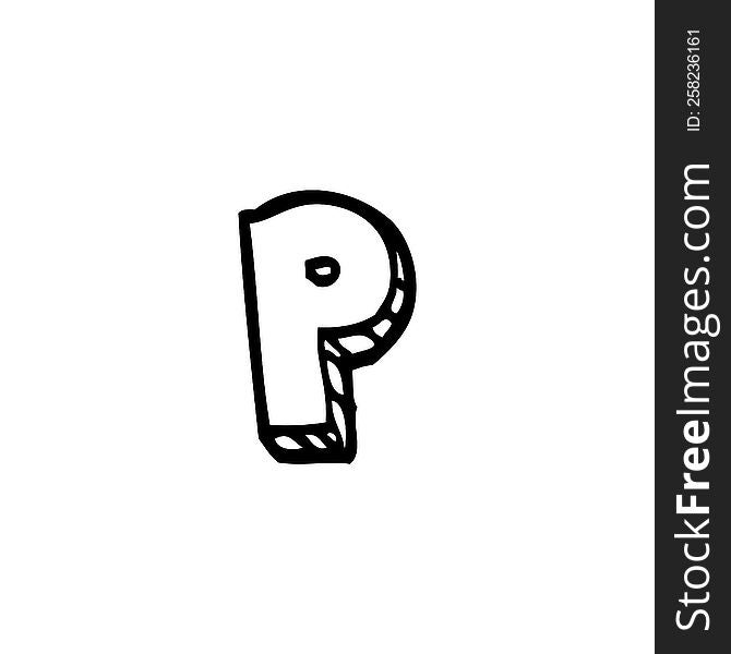 Line Drawing Cartoon Letter P
