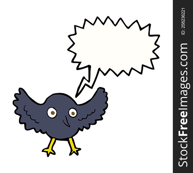 Cartoon Crow With Speech Bubble