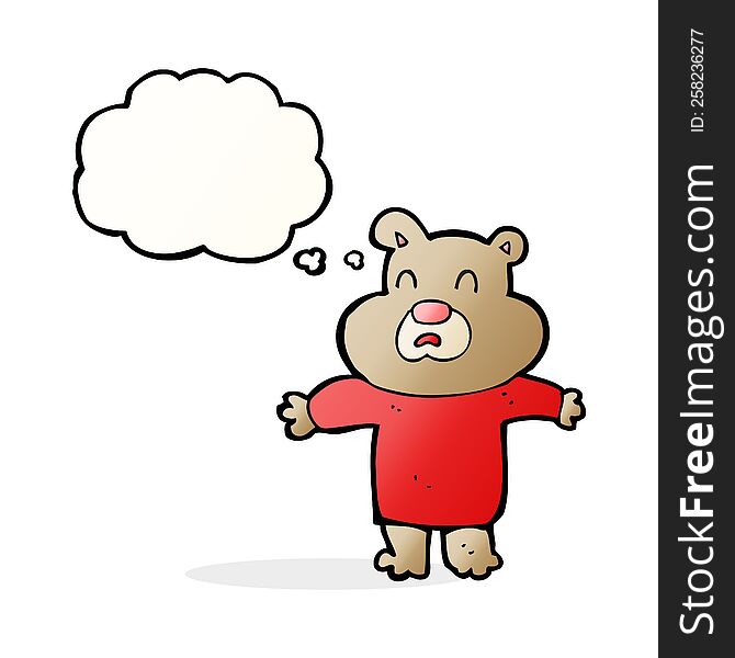 cartoon unhappy bear  with thought bubble