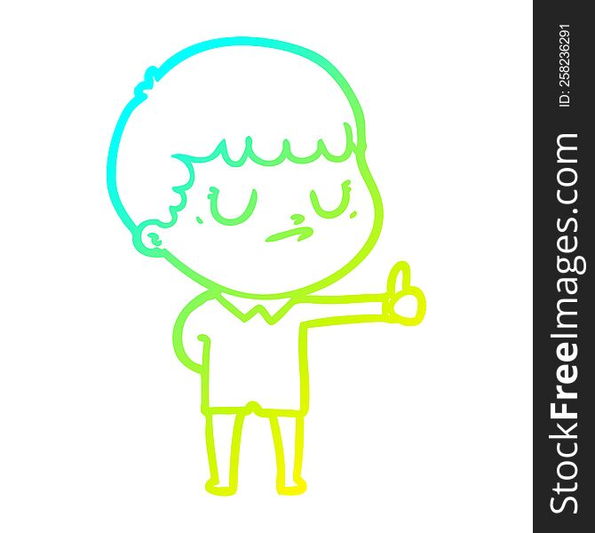 Cold Gradient Line Drawing Cartoon Grumpy Boy
