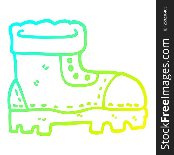 cold gradient line drawing of a cartoon work boot