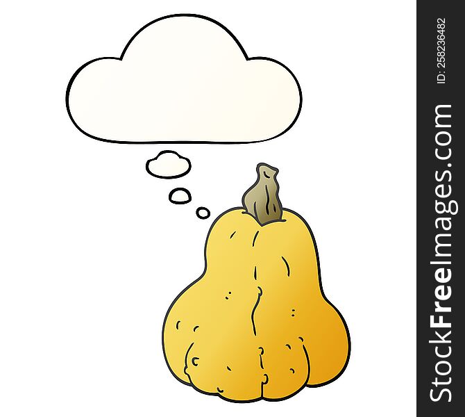 cartoon squash with thought bubble in smooth gradient style
