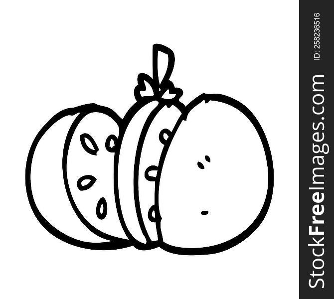 line drawing cartoon sliced tomato