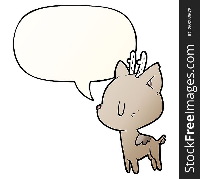 Cute Cartoon Deer And Speech Bubble In Smooth Gradient Style