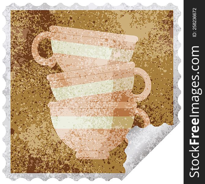 Stack Of Cups Graphic Vector Illustration Square Sticker Stamp