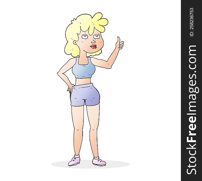 freehand drawn cartoon gym woman