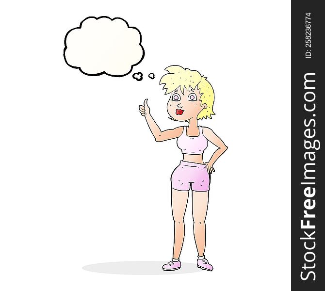 Thought Bubble Cartoon Happy Gym Woman