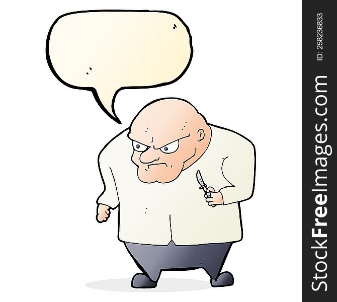cartoon evil man with speech bubble