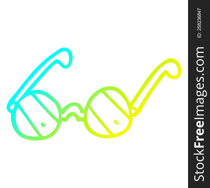 Cold Gradient Line Drawing Cartoon Sunglasses