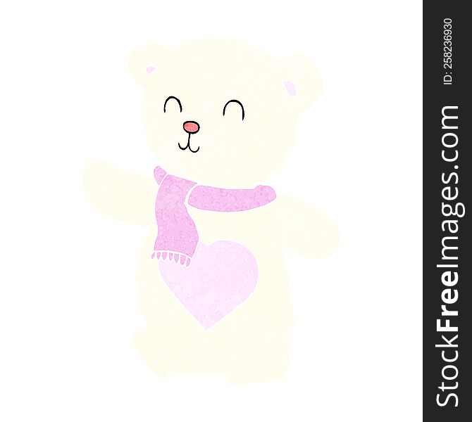 cartoon white teddy bear with love heart