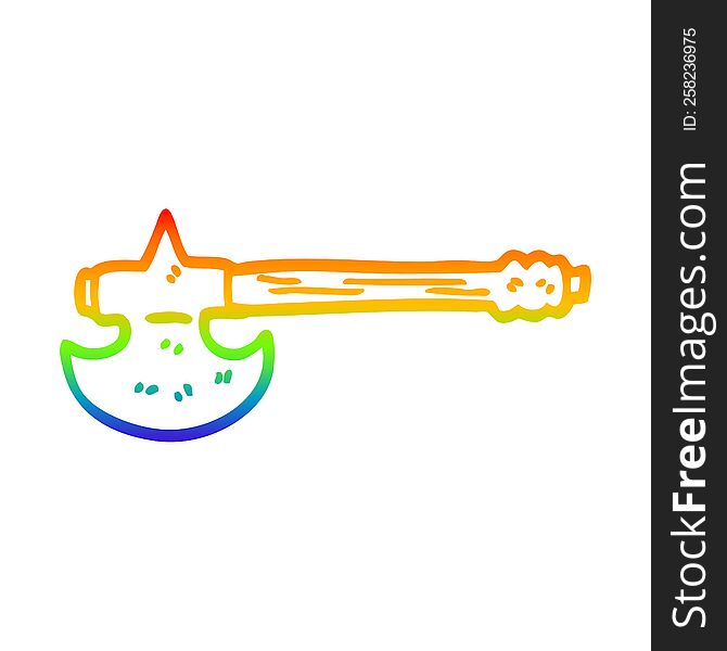 rainbow gradient line drawing of a cartoon golden axe