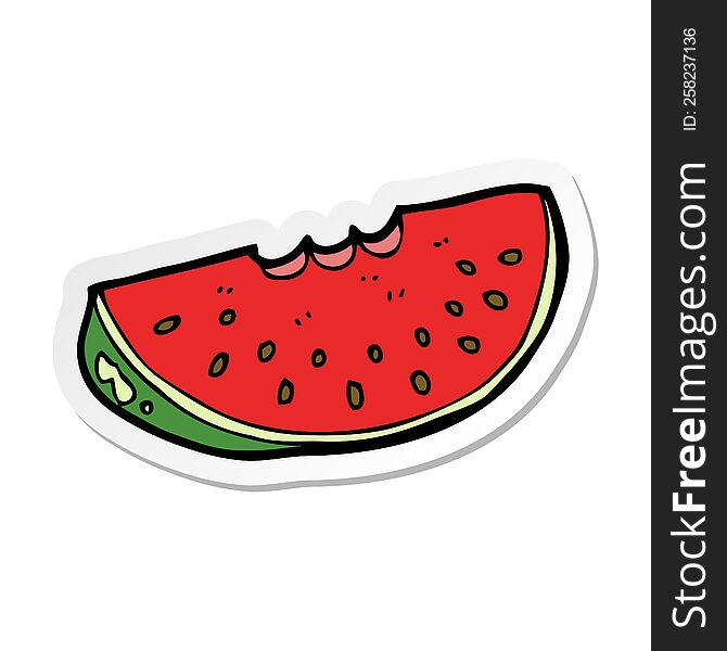 Sticker Of A Cartoon Watermelon Slice