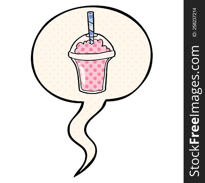 cartoon smoothie with speech bubble in comic book style