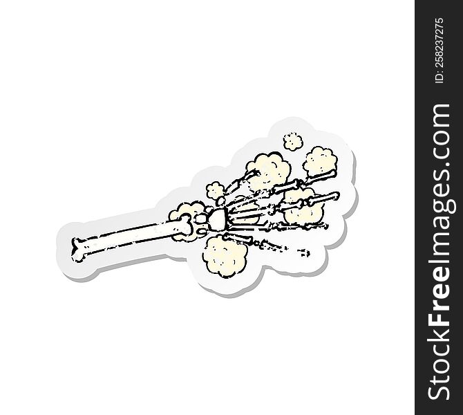 retro distressed sticker of a cartoon skeleton hand