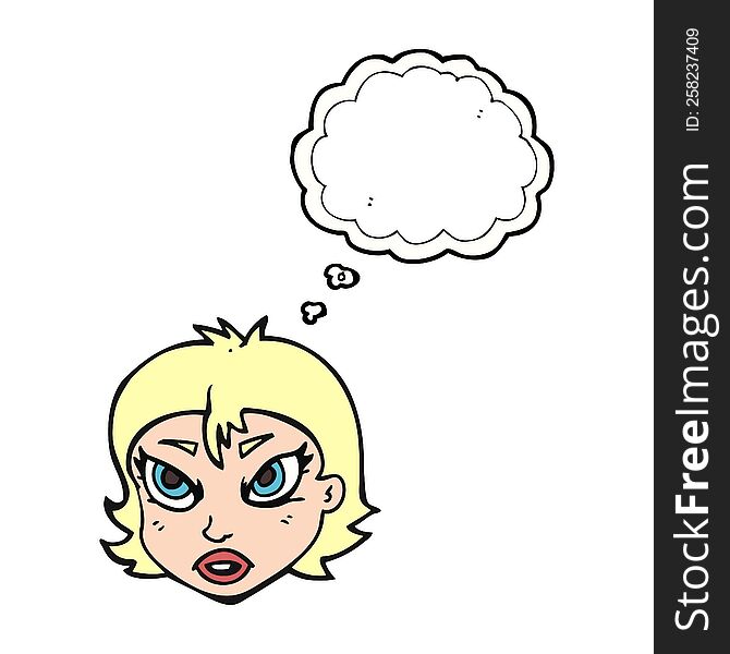 Thought Bubble Cartoon Angry Female Face
