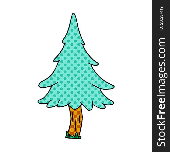 Cartoon Doodle Of Woodland Pine Trees