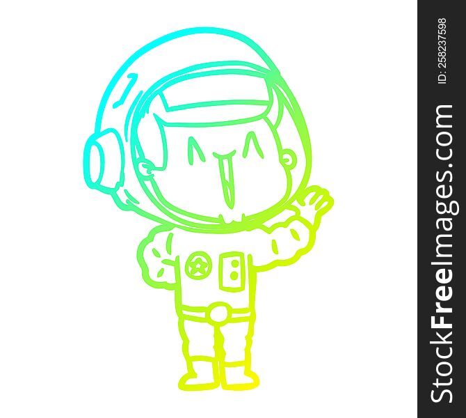 cold gradient line drawing of a singing cartoon astronaut