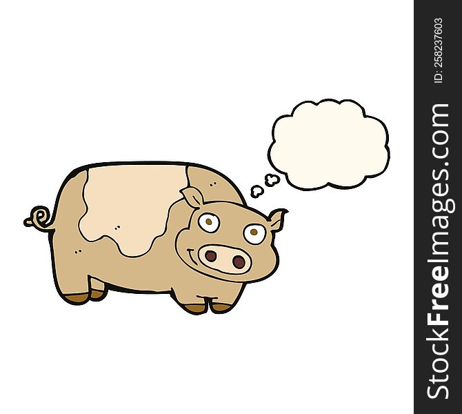 Cartoon Pig With Thought Bubble