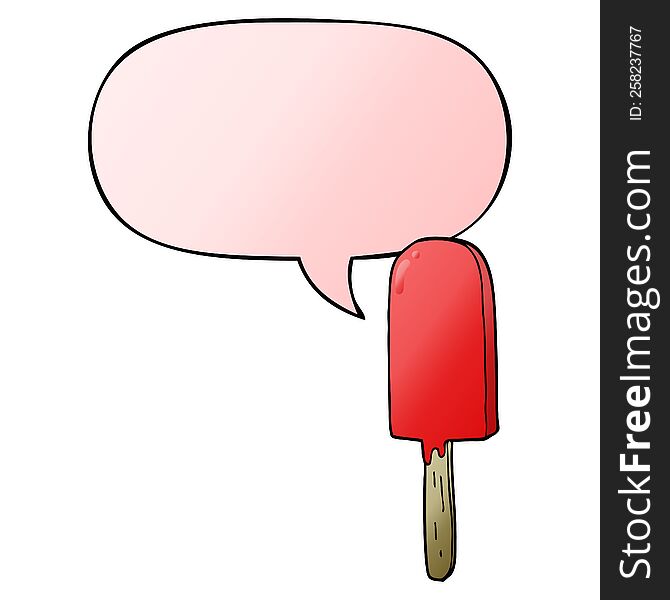 Cartoon Lollipop And Speech Bubble In Smooth Gradient Style