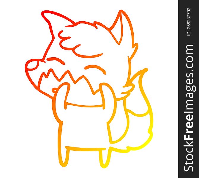 warm gradient line drawing of a cartoon fox