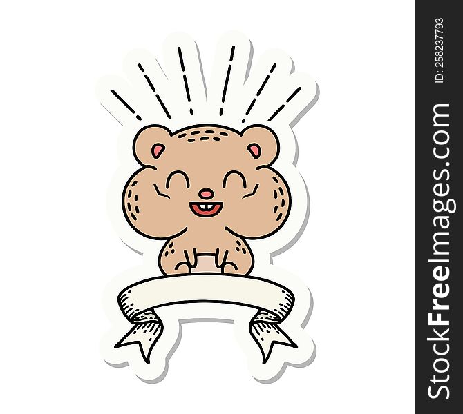sticker of a tattoo style happy hamster