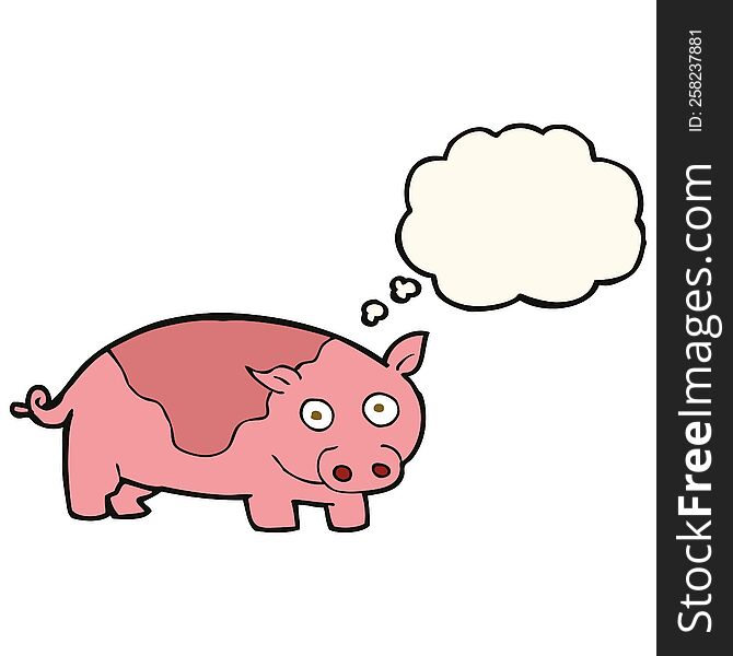 cartoon pig with thought bubble