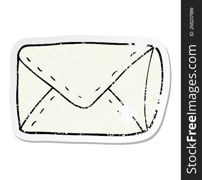 Distressed Sticker Of A Cartoon Envelope