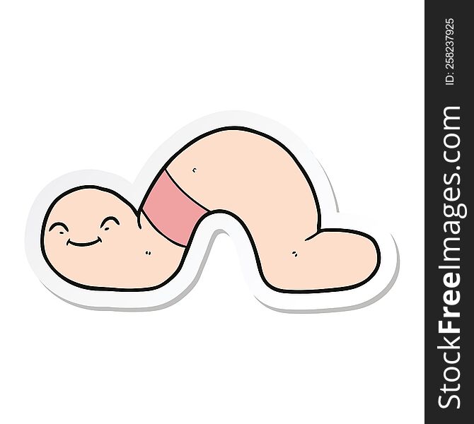 sticker of a cartoon worm