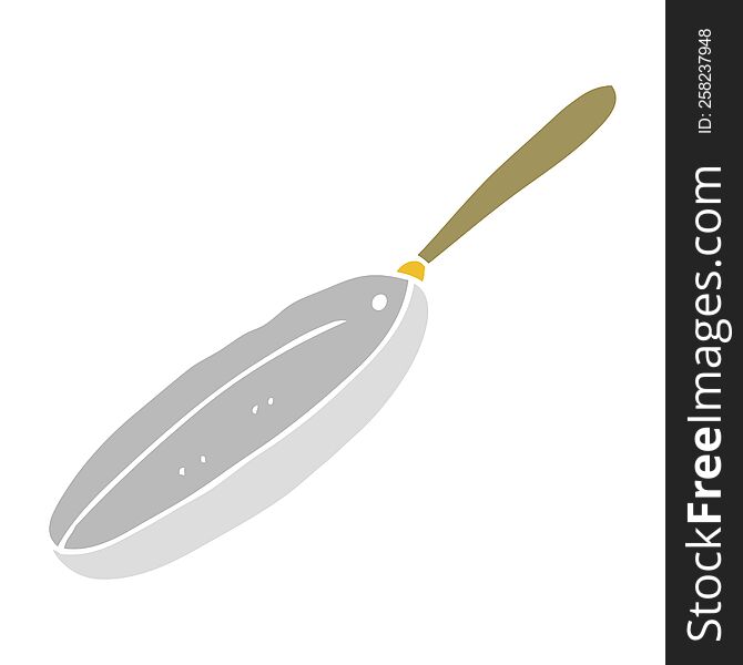 Flat Color Illustration Of A Cartoon Frying Pan