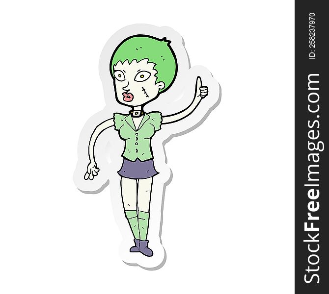Sticker Of A Cartoon Halloween Girl