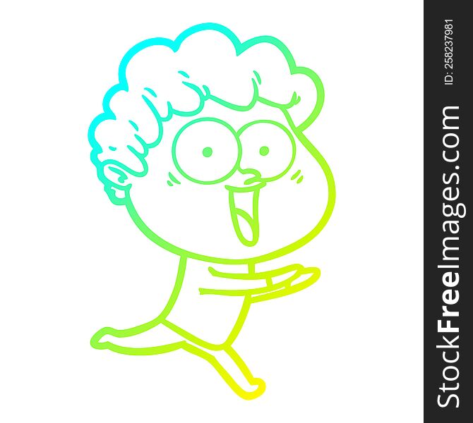 cold gradient line drawing of a excited man cartoon