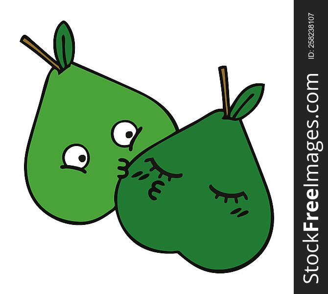 cute cartoon of a pears. cute cartoon of a pears