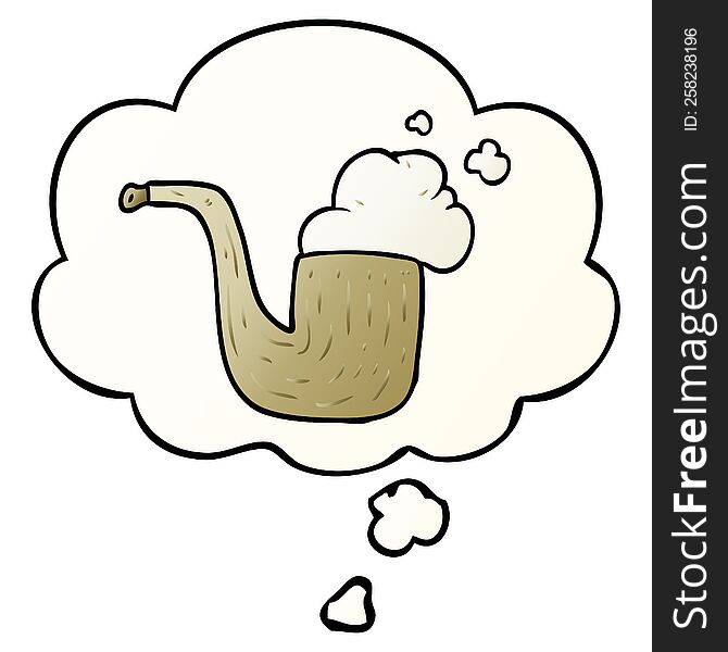 cartoon pipe with thought bubble in smooth gradient style