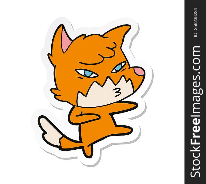 sticker of a clever cartoon fox