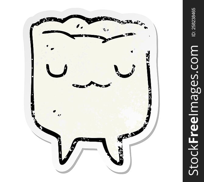 distressed sticker of a cartoon tooth
