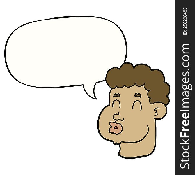cartoon male face with speech bubble. cartoon male face with speech bubble