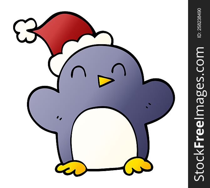 cartoon doodle christmas penguin