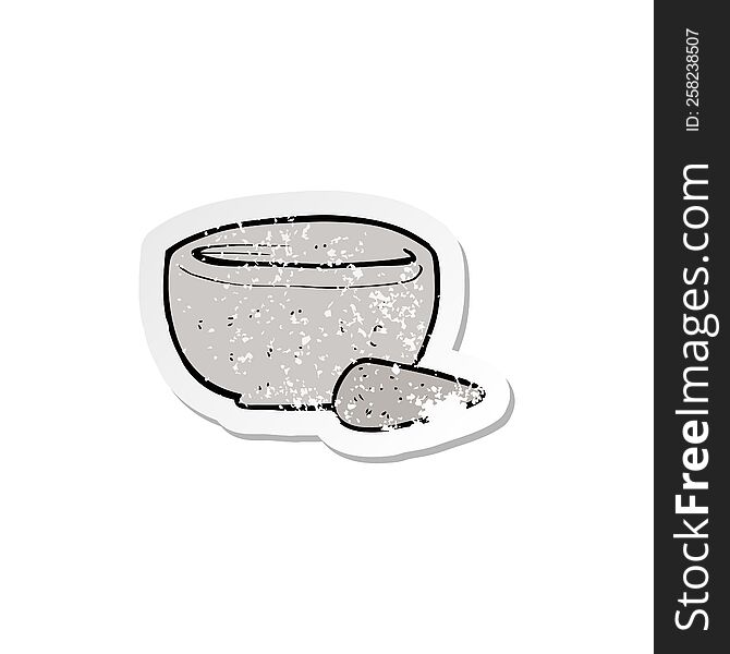 retro distressed sticker of a cartoon pestle and mortar