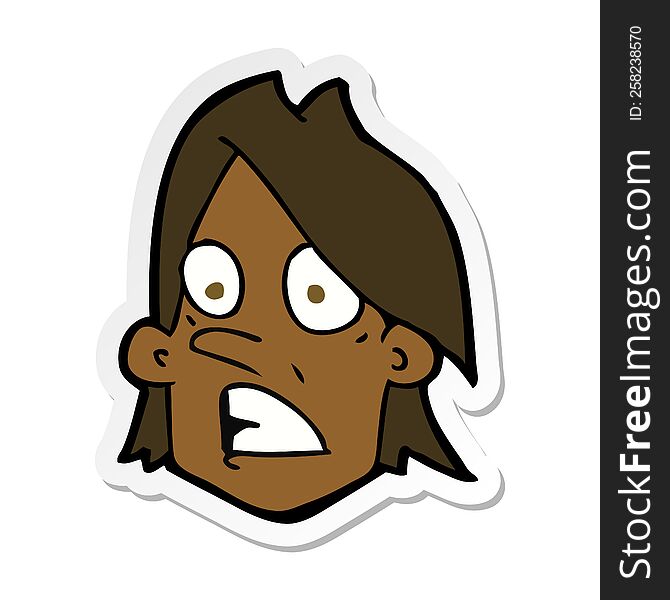 Sticker Of A Cartoon Frightened Face