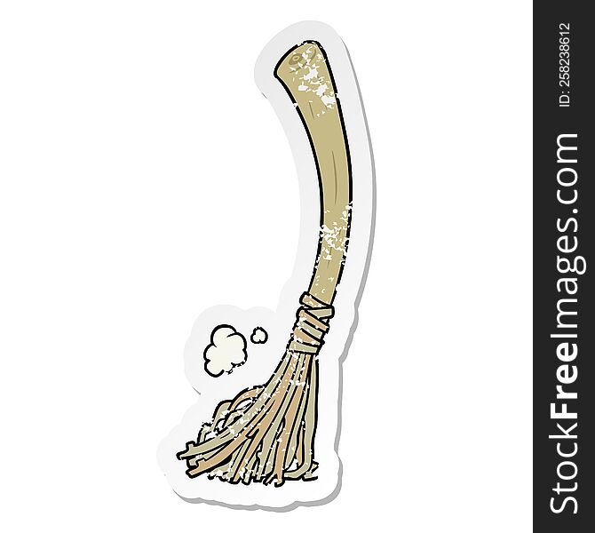 distressed sticker of a cartoon magic broom