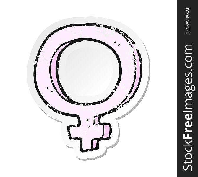 Retro Distressed Sticker Of A Cartoon Female Symbol