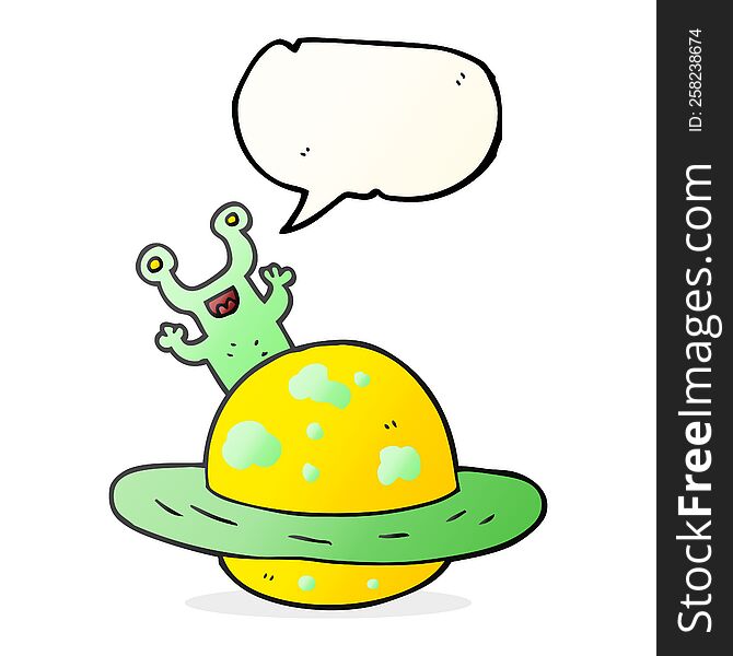 freehand drawn speech bubble cartoon alien planet