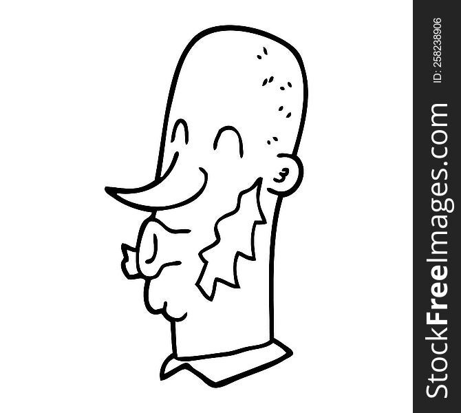 line drawing cartoon man with muttonchop facial hair