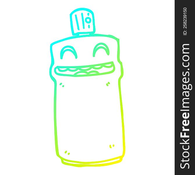 cold gradient line drawing of a cartoon spray can