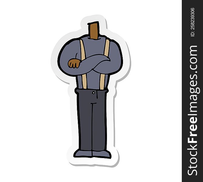 Sticker Of A Cartoon Body With Folded Arms