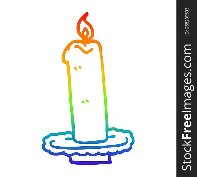 Rainbow Gradient Line Drawing Cartoon Burning Candle